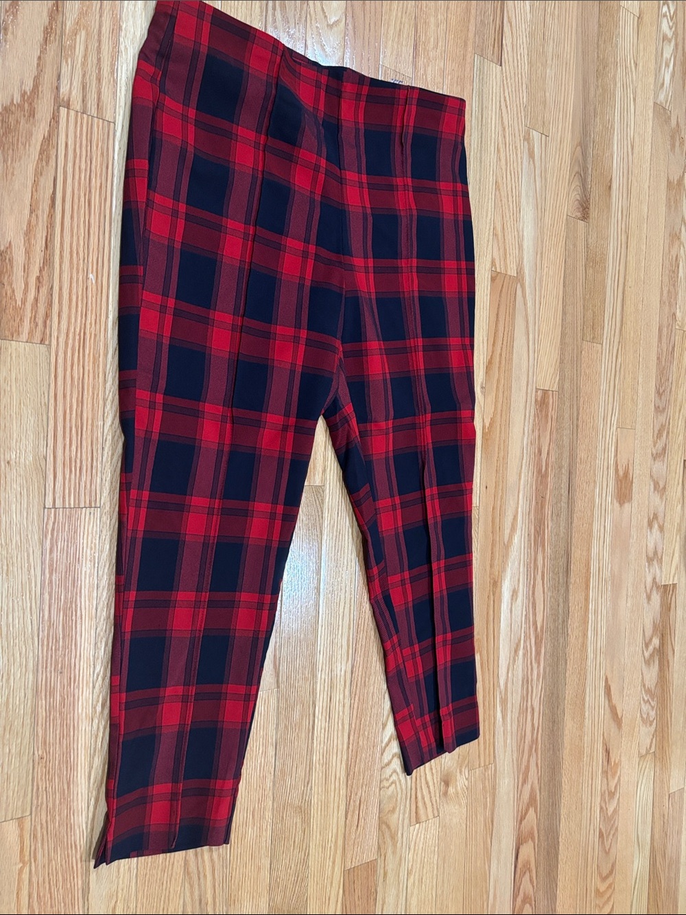 Terra & Sky Red and Black Plaid Cropped Pants